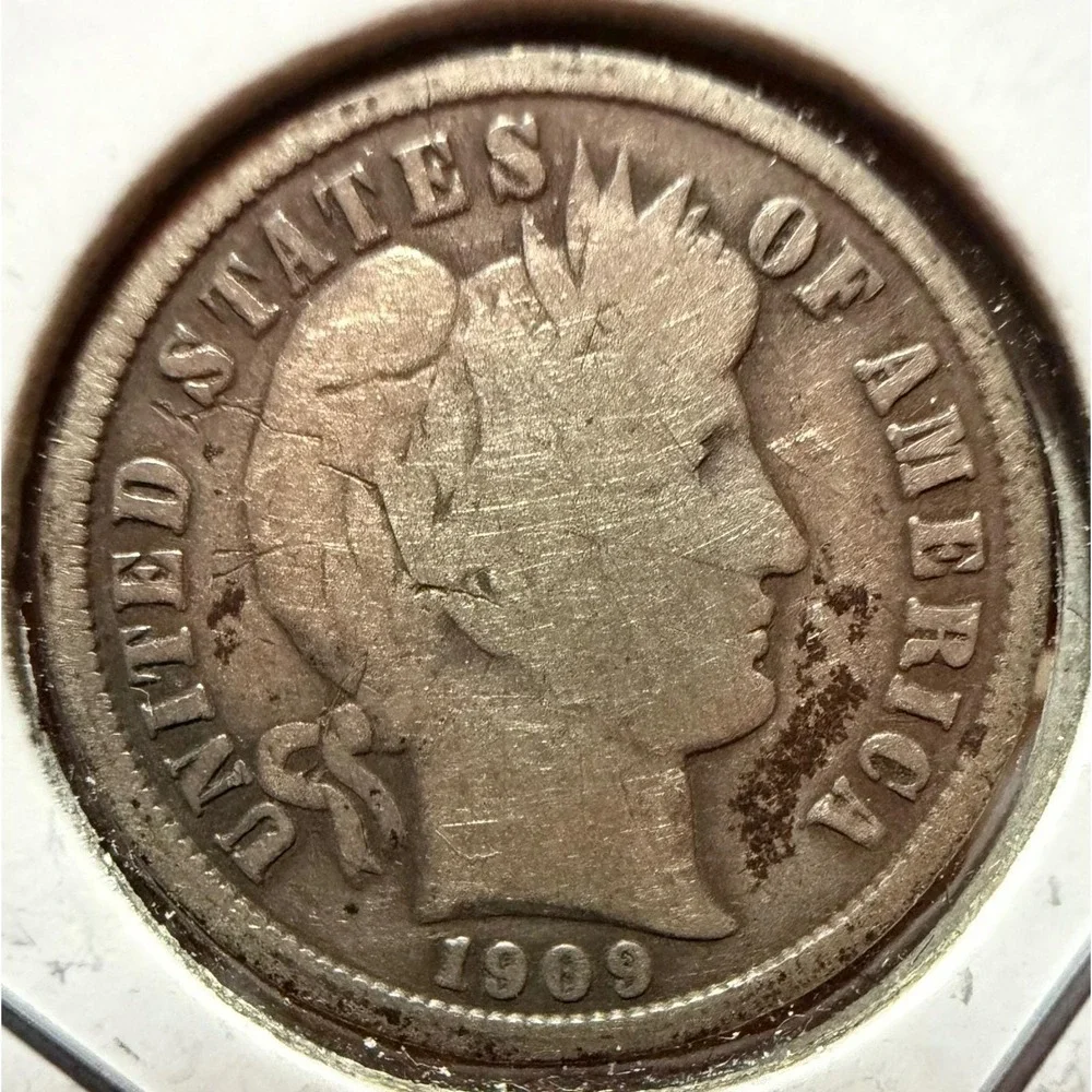 1909 S Barber Dime 90% Silver US Coin San Francisco Mint‎ Liberty Head Ten Cents